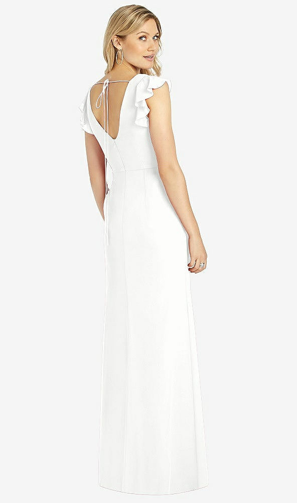 【STYLE: 6810】Ruffled Sleeve Mermaid Dress with Front Slit【COLOR: White】
