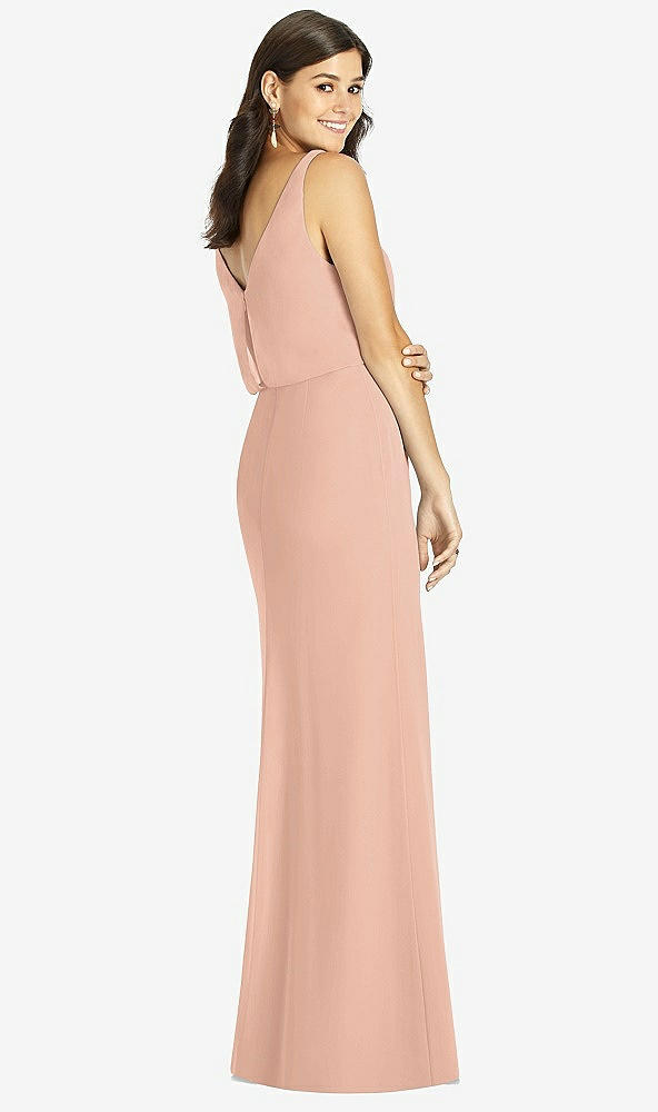 【STYLE: TH006】Blouson Bodice Mermaid Dress with Front Slit【COLOR: Pale Peach】