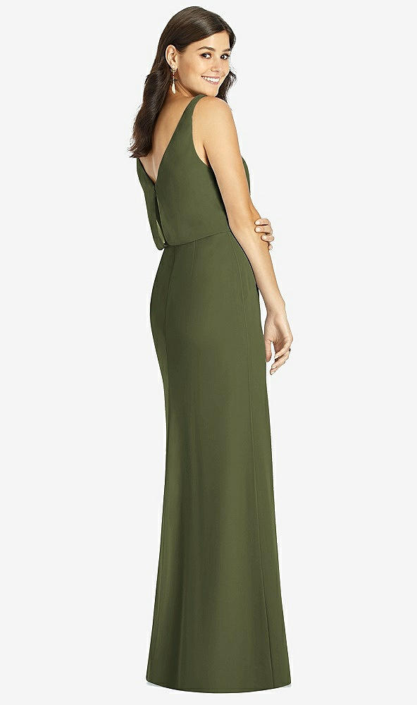 【STYLE: TH006】Blouson Bodice Mermaid Dress with Front Slit【COLOR: Olive Green】
