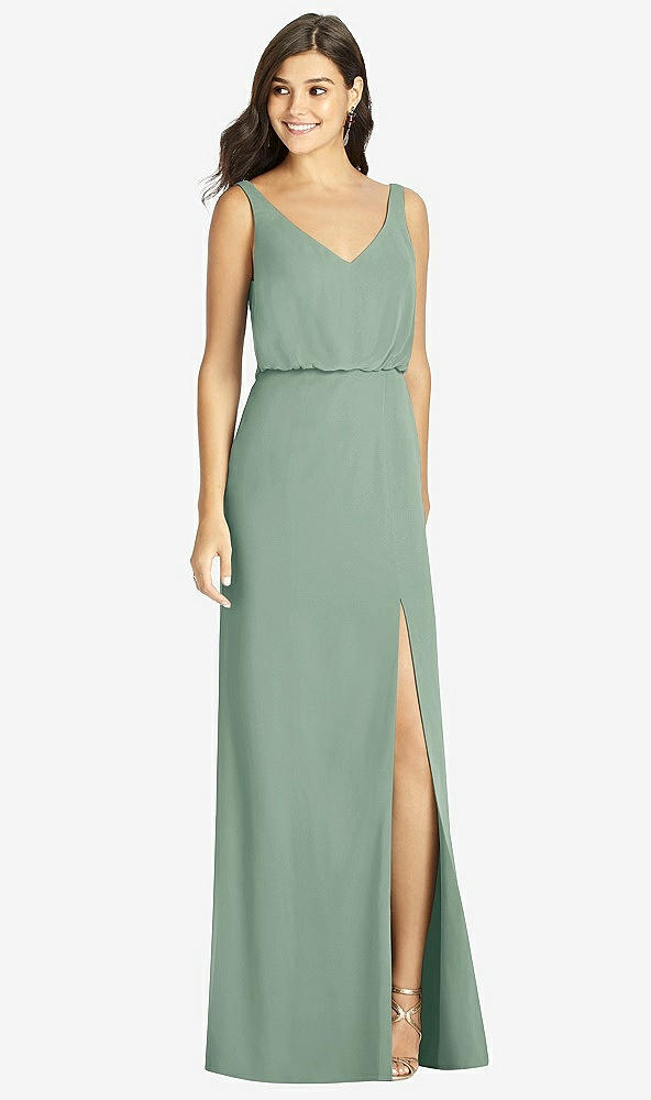 【STYLE: TH006】Blouson Bodice Mermaid Dress with Front Slit【COLOR: Seagrass】