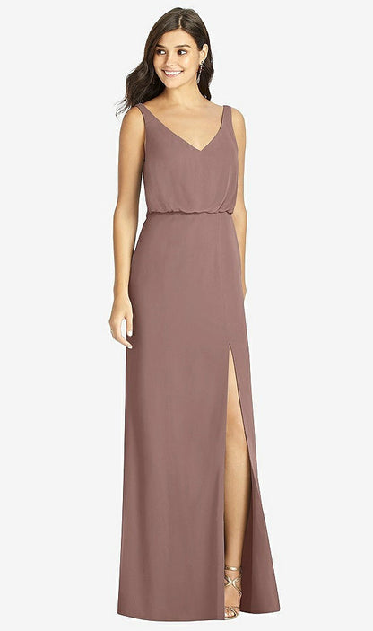 【STYLE: TH006】Blouson Bodice Mermaid Dress with Front Slit【COLOR: Sienna】