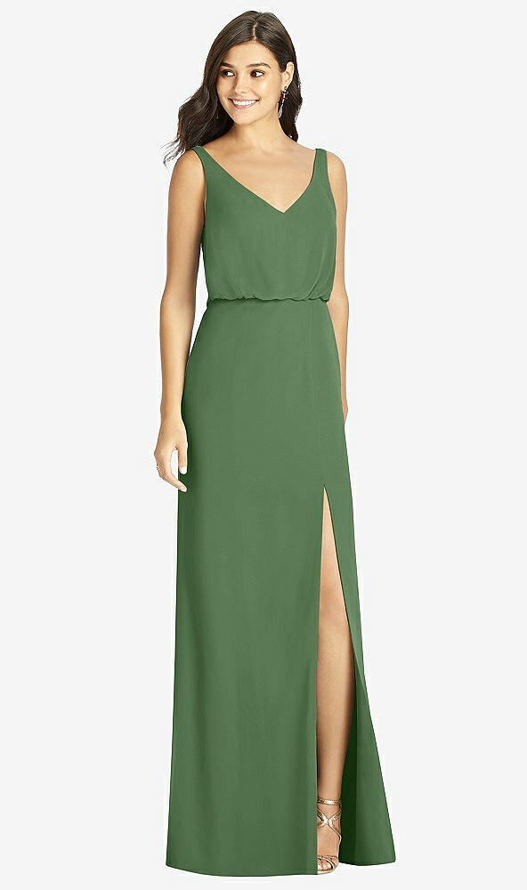 【STYLE: TH006】Blouson Bodice Mermaid Dress with Front Slit【COLOR: Vineyard Green】