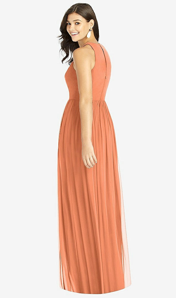 【STYLE: TH008】Shirred Skirt Jewel Neck Halter Dress with Front Slit【COLOR: Sweet Melon】