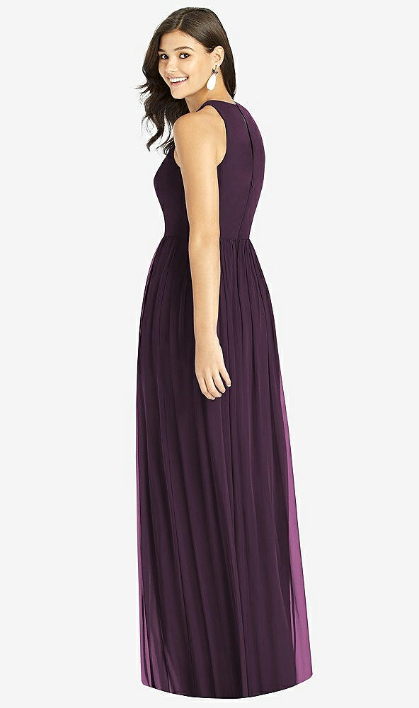 【NEW】【STYLE: TH008】Shirred スカート 宝石 首 ホルター ドレス 前面 スリット【COLOR: Aubergine】【SIZE: 00-30W】