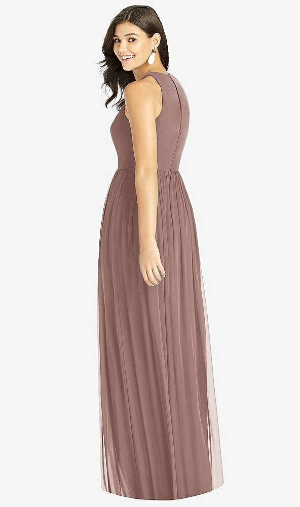 【STYLE: TH008】Shirred Skirt Jewel Neck Halter Dress with Front Slit【COLOR: Sienna】