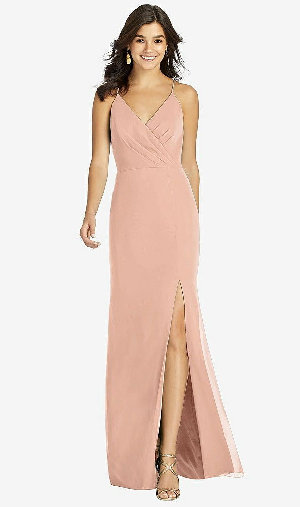 【STYLE: TH009】Criss Cross Back Mermaid Wrap Dress【COLOR: Pale Peach】