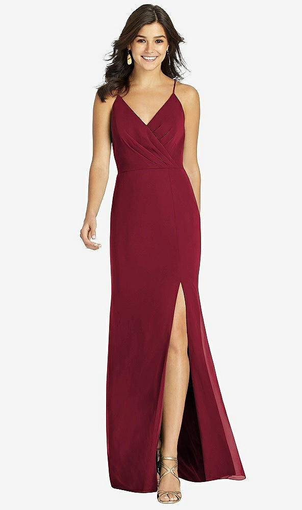 【STYLE: TH009】Criss Cross Back Mermaid Wrap Dress【COLOR: Burgundy】