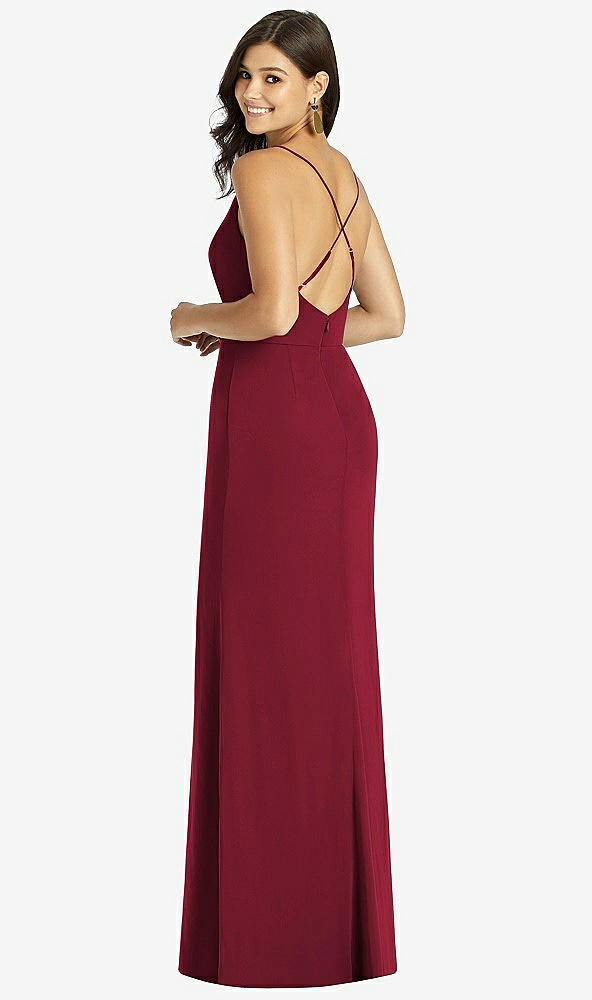 【STYLE: TH009】Criss Cross Back Mermaid Wrap Dress【COLOR: Burgundy】