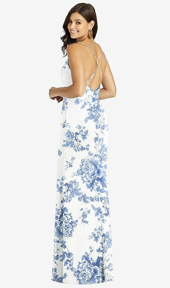 【STYLE: TH009】Criss Cross Back Mermaid Wrap Dress【COLOR: Cottage Rose Dusk Blue】