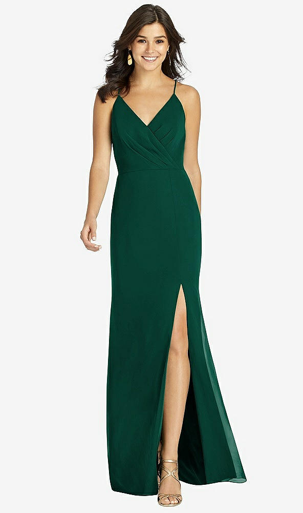 【STYLE: TH009】Criss Cross Back Mermaid Wrap Dress【COLOR: Hunter Green】