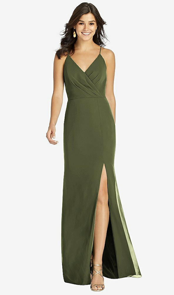 【STYLE: TH009】Criss Cross Back Mermaid Wrap Dress【COLOR: Olive Green】