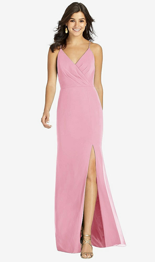 【STYLE: TH009】Criss Cross Back Mermaid Wrap Dress【COLOR: Peony Pink】