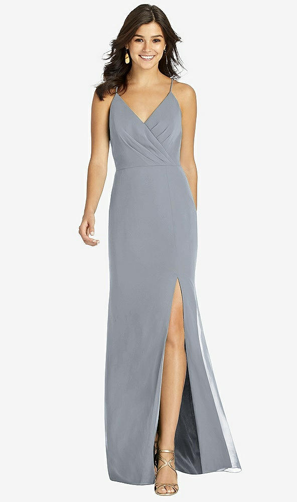 【STYLE: TH009】Criss Cross Back Mermaid Wrap Dress【COLOR: Platinum】