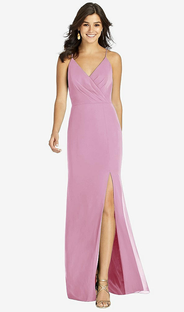 【STYLE: TH009】Criss Cross Back Mermaid Wrap Dress【COLOR: Powder Pink】