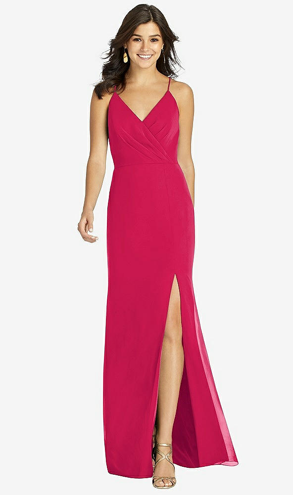 【STYLE: TH009】Criss Cross Back Mermaid Wrap Dress【COLOR: Vivid Pink】