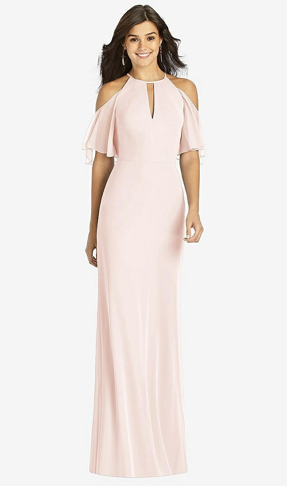 【STYLE: TH010】Ruffle Cold-Shoulder Mermaid Maxi Dress【COLOR: Blush】