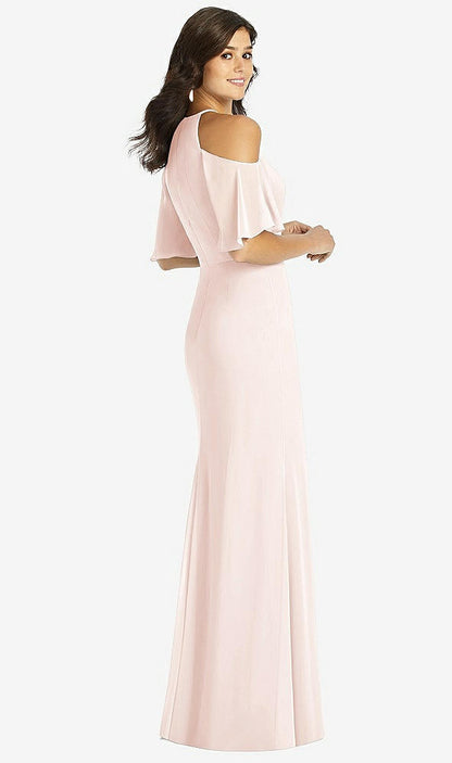 【STYLE: TH010】Ruffle Cold-Shoulder Mermaid Maxi Dress【COLOR: Blush】