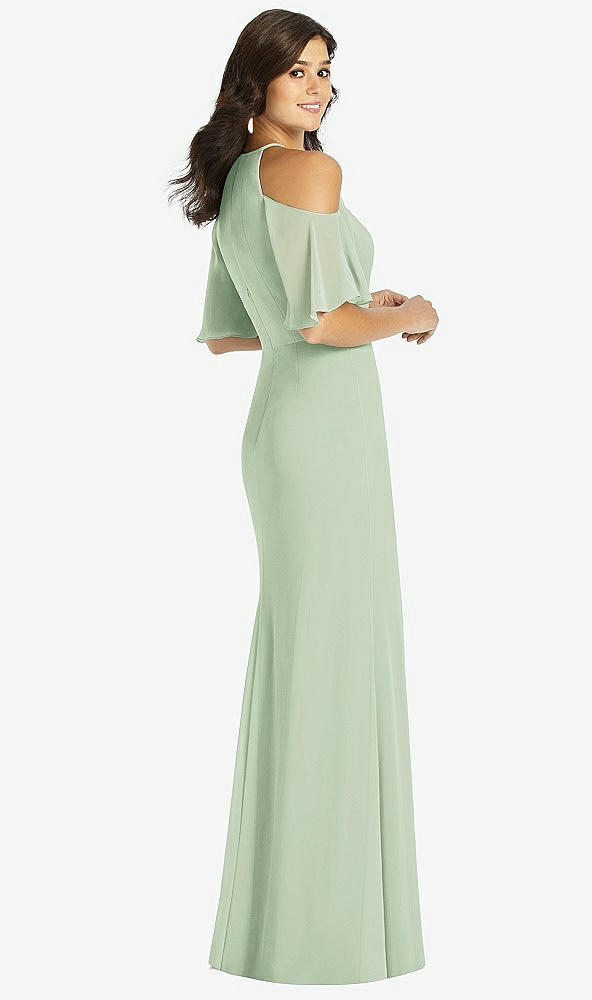 【STYLE: TH010】Ruffle Cold-Shoulder Mermaid Maxi Dress【COLOR: Celadon】