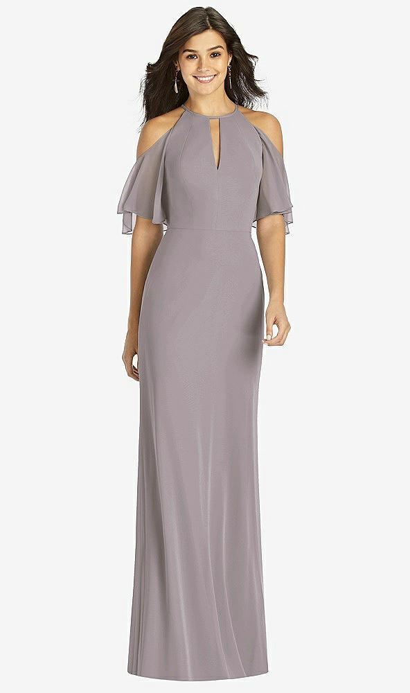 【STYLE: TH010】Ruffle Cold-Shoulder Mermaid Maxi Dress【COLOR: Cashmere Gray】