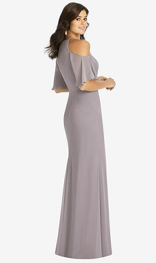 【STYLE: TH010】Ruffle Cold-Shoulder Mermaid Maxi Dress【COLOR: Cashmere Gray】
