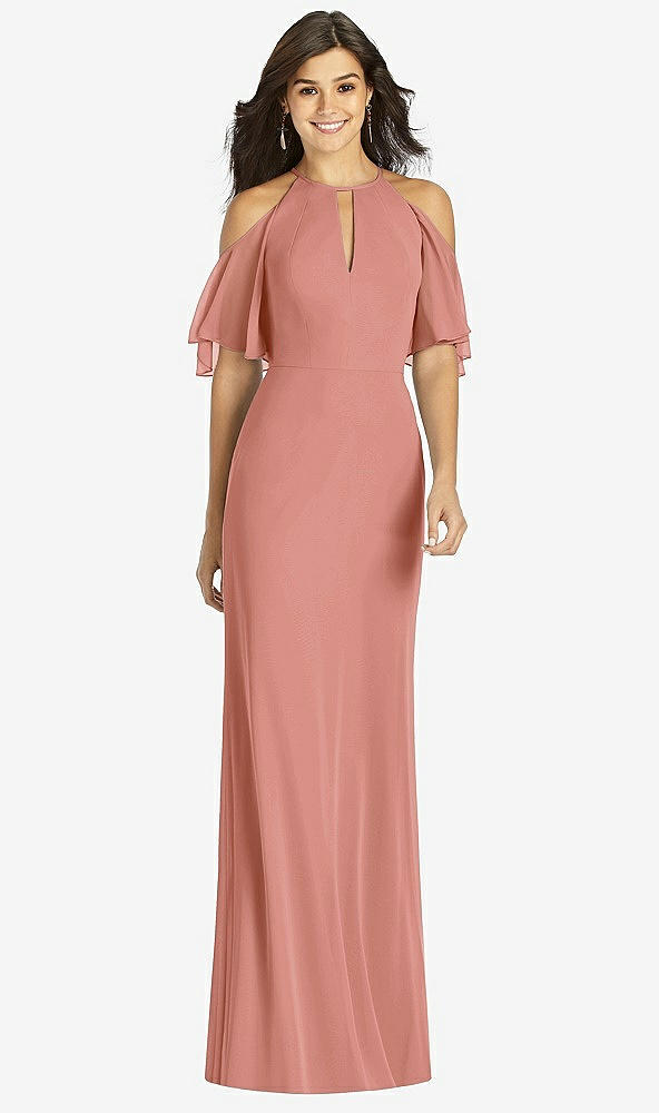 【STYLE: TH010】Ruffle Cold-Shoulder Mermaid Maxi Dress【COLOR: Desert Rose】