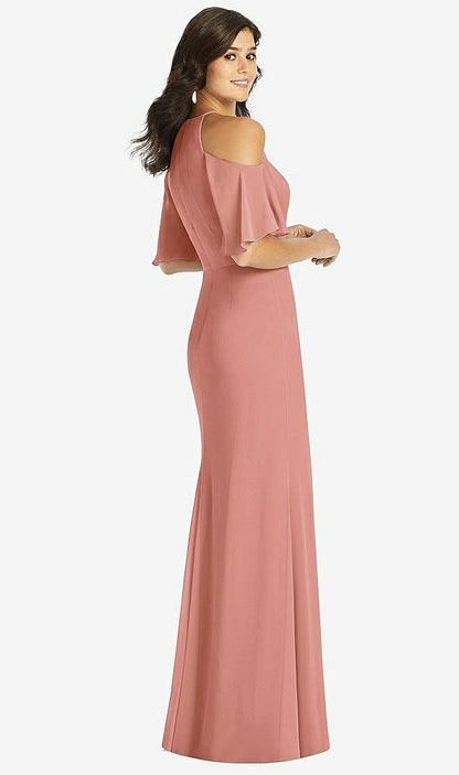 【STYLE: TH010】Ruffle Cold-Shoulder Mermaid Maxi Dress【COLOR: Desert Rose】