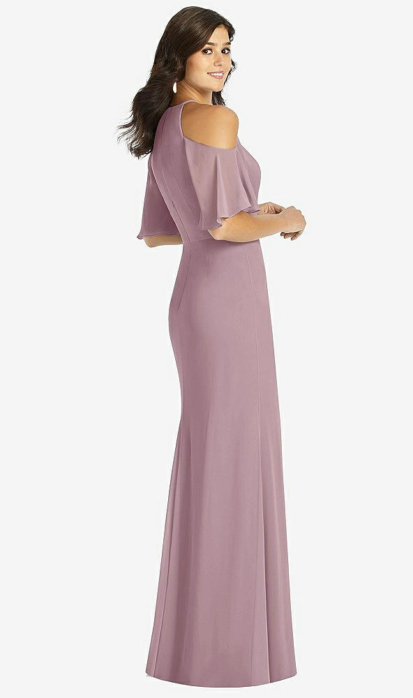 【NEW】【STYLE: TH010】フリル コールドショルダー 人魚 マキシ ドレス【COLOR: Dusty Rose】【SIZE: 00-30W】