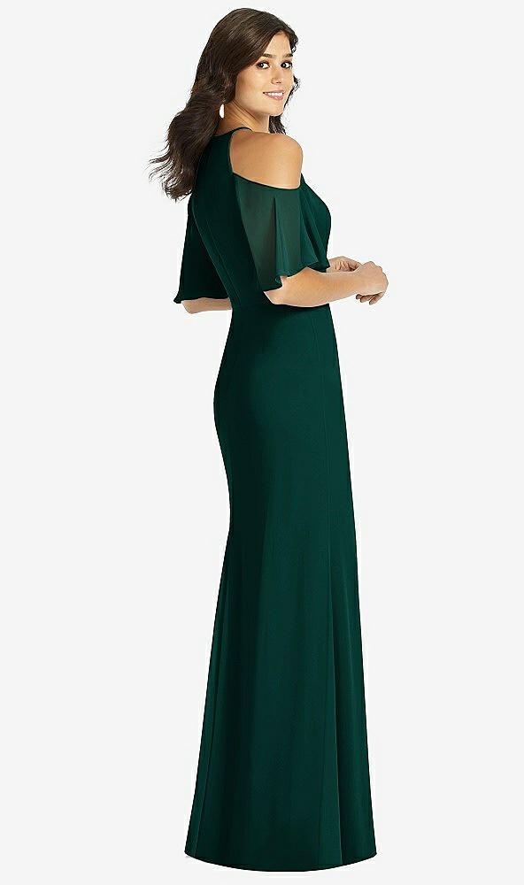 【STYLE: TH010】Ruffle Cold-Shoulder Mermaid Maxi Dress【COLOR: Evergreen】