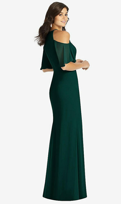 【STYLE: TH010】Ruffle Cold-Shoulder Mermaid Maxi Dress【COLOR: Evergreen】