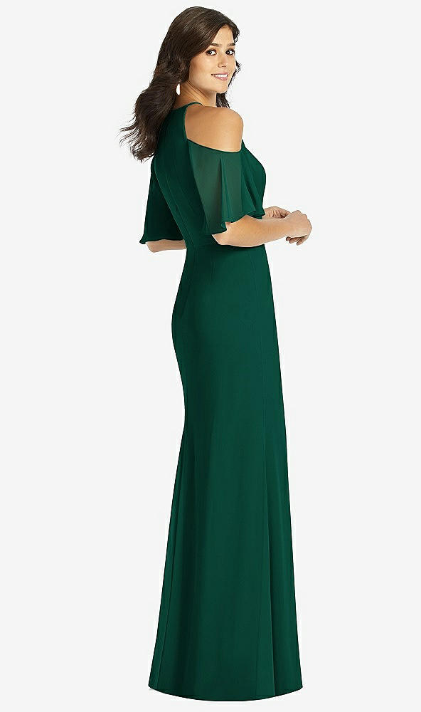 【STYLE: TH010】Ruffle Cold-Shoulder Mermaid Maxi Dress【COLOR: Hunter Green】