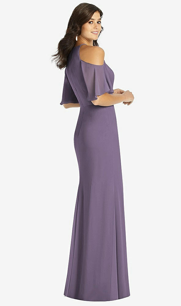 【NEW】【STYLE: TH010】フリル コールドショルダー 人魚 マキシ ドレス【COLOR: Lavender】【SIZE: 00-30W】