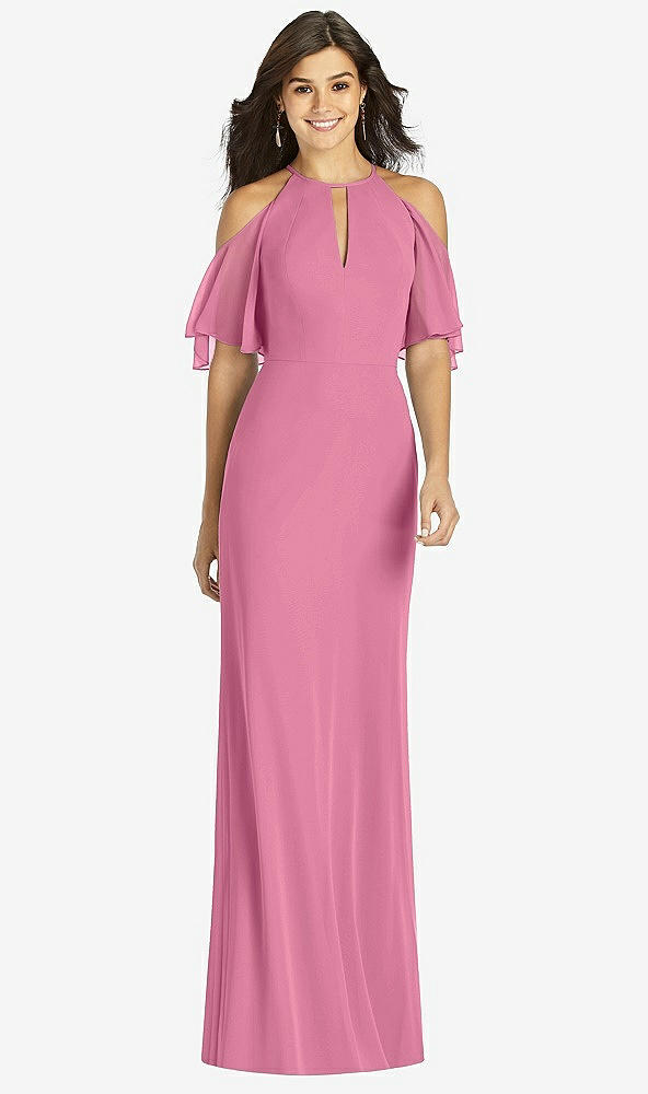 【STYLE: TH010】Ruffle Cold-Shoulder Mermaid Maxi Dress【COLOR: Orchid Pink】