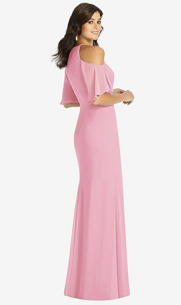 【STYLE: TH010】Ruffle Cold-Shoulder Mermaid Maxi Dress【COLOR: Peony Pink】