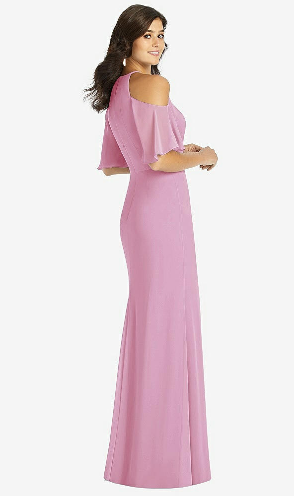 【NEW】【STYLE: TH010】フリル コールドショルダー 人魚 マキシ ドレス【COLOR: Powder Pink】【SIZE: 00-30W】