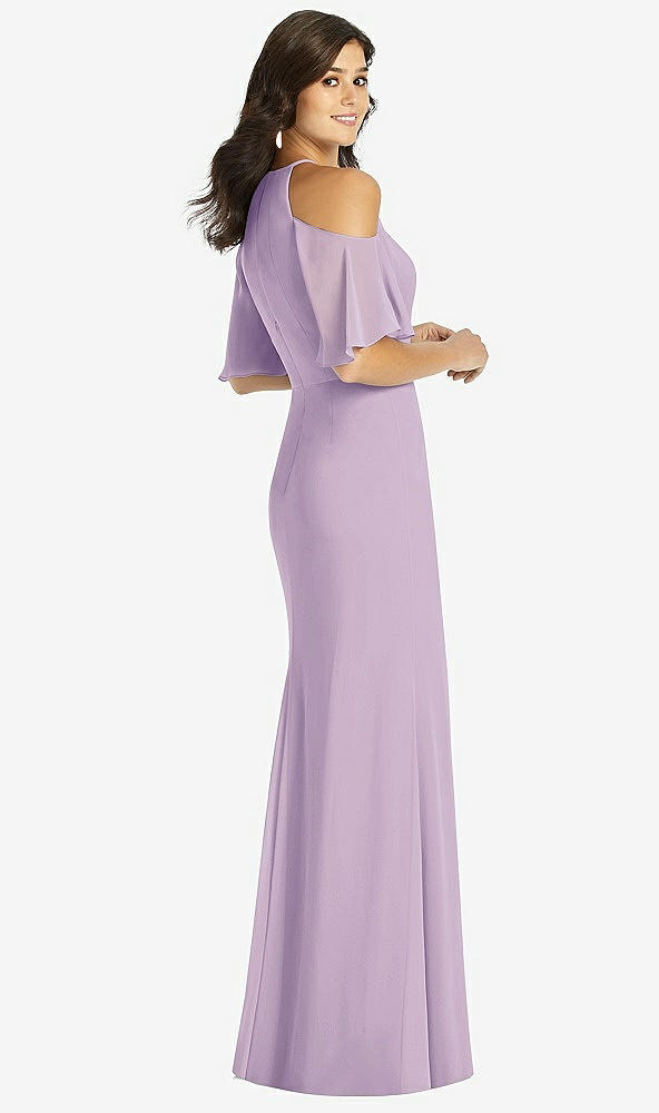 【NEW】【STYLE: TH010】フリル コールドショルダー 人魚 マキシ ドレス【COLOR: Pale Purple】【SIZE: 00-30W】