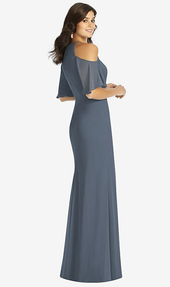 【STYLE: TH010】Ruffle Cold-Shoulder Mermaid Maxi Dress【COLOR: Silverstone】