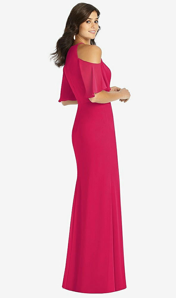 【STYLE: TH010】Ruffle Cold-Shoulder Mermaid Maxi Dress【COLOR: Vivid Pink】