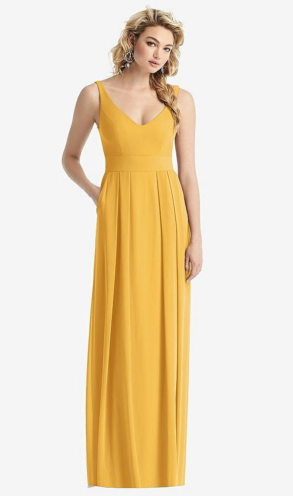【NEW】【STYLE: 1519】ノースリーブ プリーツ スカート マキシ ドレス ポケット付き【COLOR: NYC Yellow】【SIZE: 00-30W】