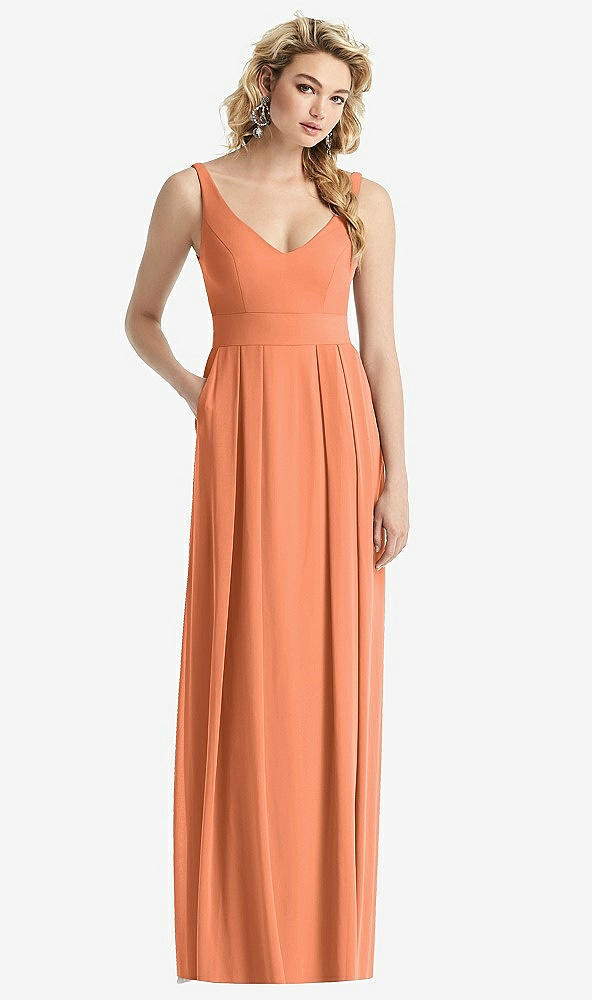 【STYLE: 1519】Sleeveless Pleated Skirt Maxi Dress with Pockets【COLOR: Sweet Melon】