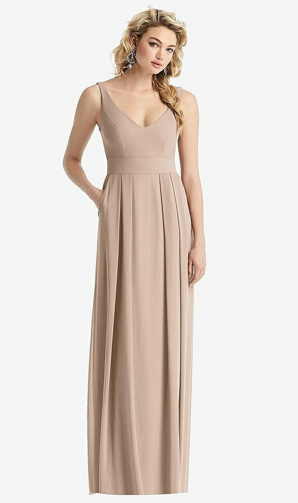 【STYLE: 1519】Sleeveless Pleated Skirt Maxi Dress with Pockets【COLOR: Topaz】