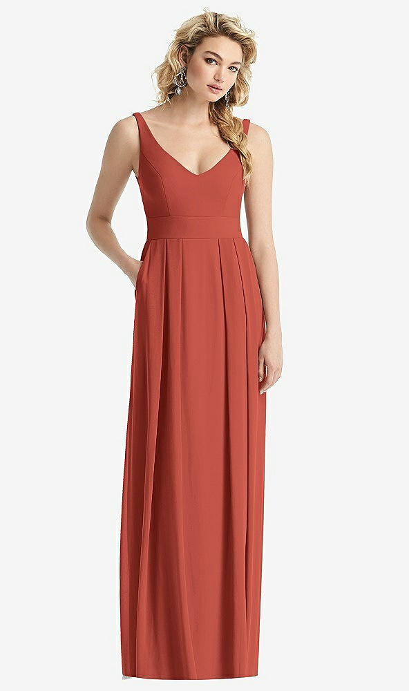 【STYLE: 1519】Sleeveless Pleated Skirt Maxi Dress with Pockets【COLOR: Amber Sunset】