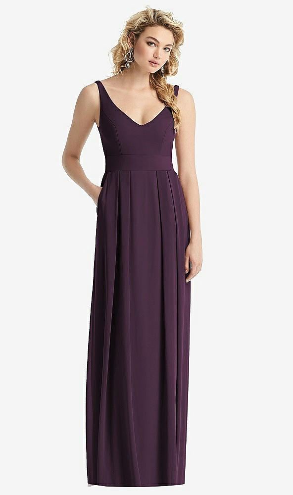【NEW】【STYLE: 1519】ノースリーブ プリーツ スカート マキシ ドレス ポケット付き【COLOR: Aubergine】【SIZE: 00-30W】
