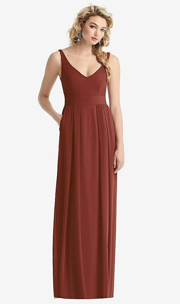 【STYLE: 1519】Sleeveless Pleated Skirt Maxi Dress with Pockets【COLOR: Auburn Moon】