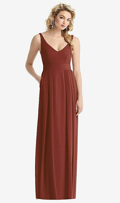 【STYLE: 1519】Sleeveless Pleated Skirt Maxi Dress with Pockets【COLOR: Auburn Moon】