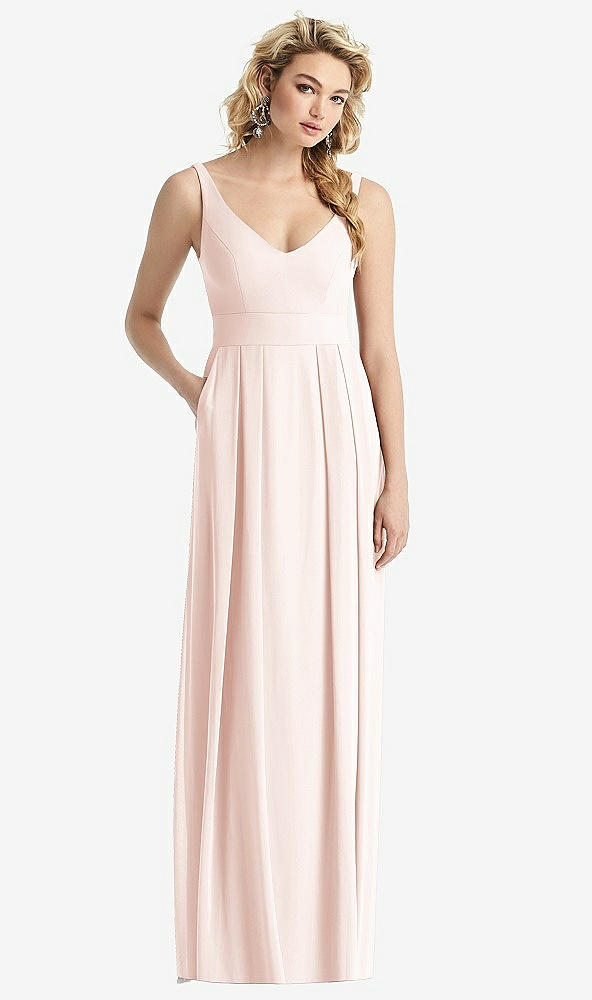 【STYLE: 1519】Sleeveless Pleated Skirt Maxi Dress with Pockets【COLOR: Blush】