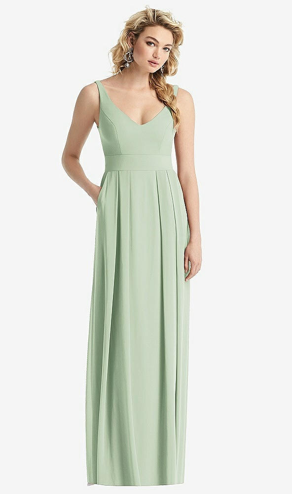 【STYLE: 1519】Sleeveless Pleated Skirt Maxi Dress with Pockets【COLOR: Celadon】