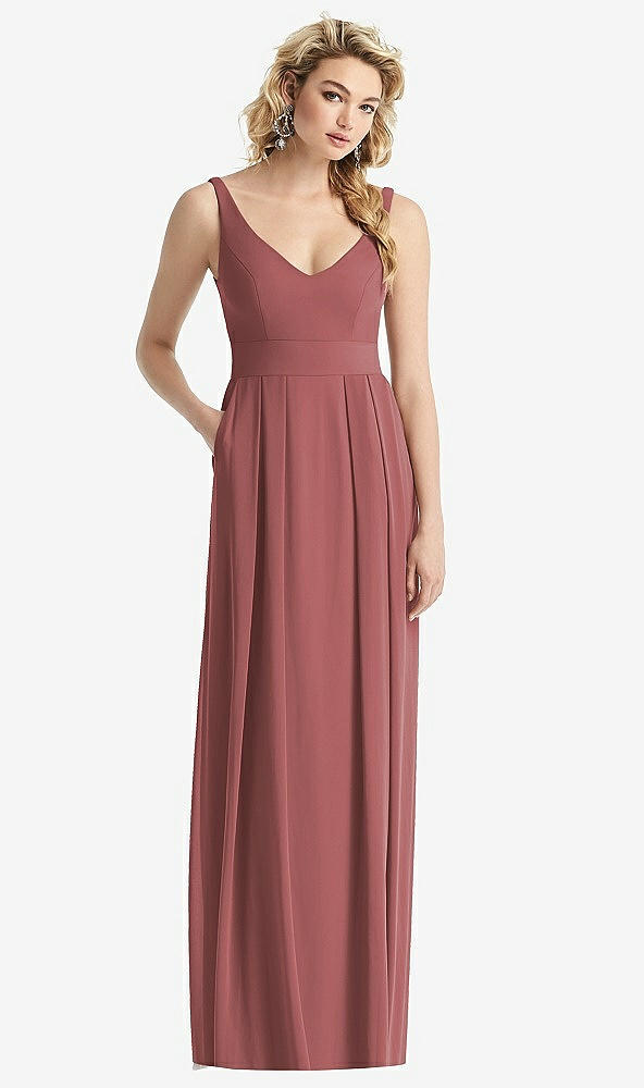 【STYLE: 1519】Sleeveless Pleated Skirt Maxi Dress with Pockets【COLOR: English Rose】