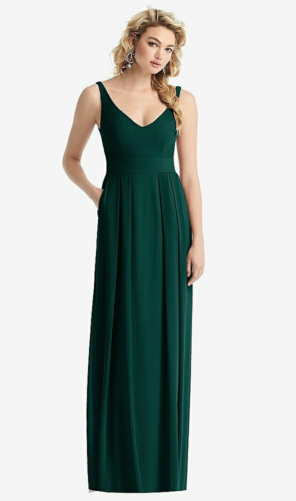 【STYLE: 1519】Sleeveless Pleated Skirt Maxi Dress with Pockets【COLOR: Evergreen】