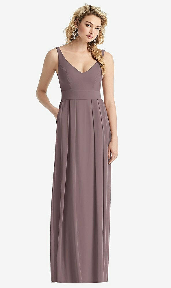 【STYLE: 1519】Sleeveless Pleated Skirt Maxi Dress with Pockets【COLOR: French Truffle】