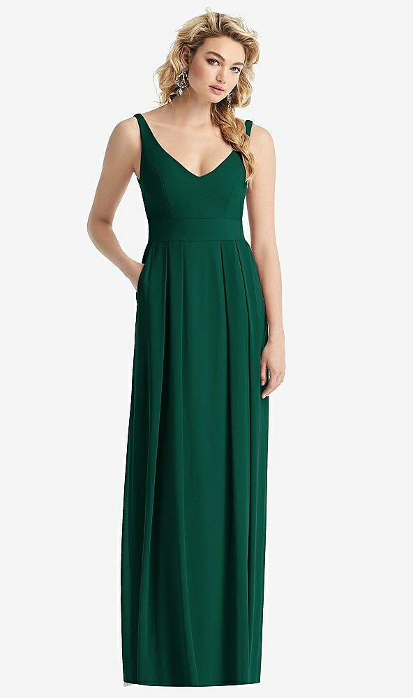 【STYLE: 1519】Sleeveless Pleated Skirt Maxi Dress with Pockets【COLOR: Hunter Green】